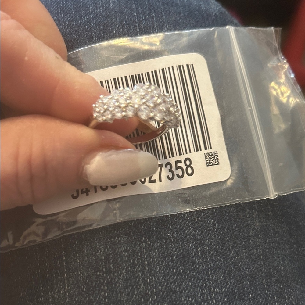 Diamonique Silver Crystal Cluster Cocktail Ring - Clear Stones